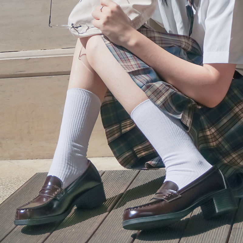 基础款jk鞋日系小皮鞋学院风鞋子制服鞋中跟女学生英伦风低跟单鞋图片