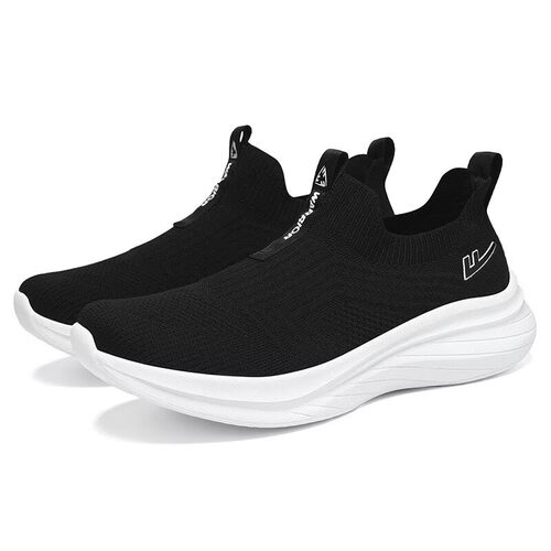 男鞋透气飞织休闲运动懒人一脚蹬袜子鞋男超轻软底黑色网面鞋防滑