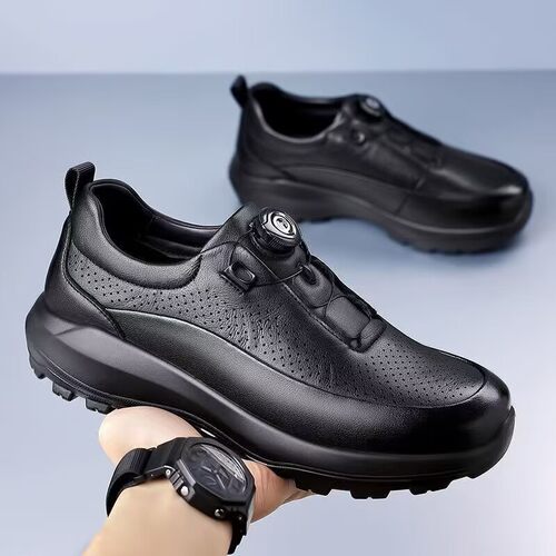 休闲皮鞋男26春新款真皮旋转扣免系带轻便厚底增高牛皮凉鞋透气鞋