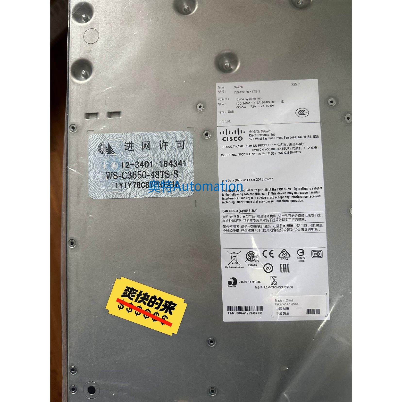 思科WS-C3650-48TS-S全新原装议价议价$