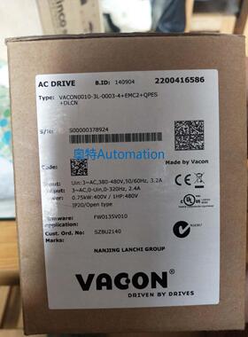 全新原装变频器VACON0010-3L-0003-4+EMC2+QPES+DLCN 现货议价$