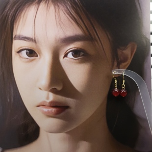 玉色琉璃南红色耳坠925银 开播福利