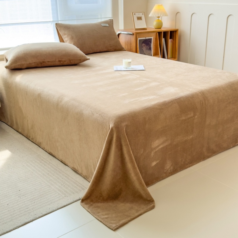 咖啡色加厚牛奶绒床单单件奶茶咖色冬季法兰绒珊瑚绒单人双人被单