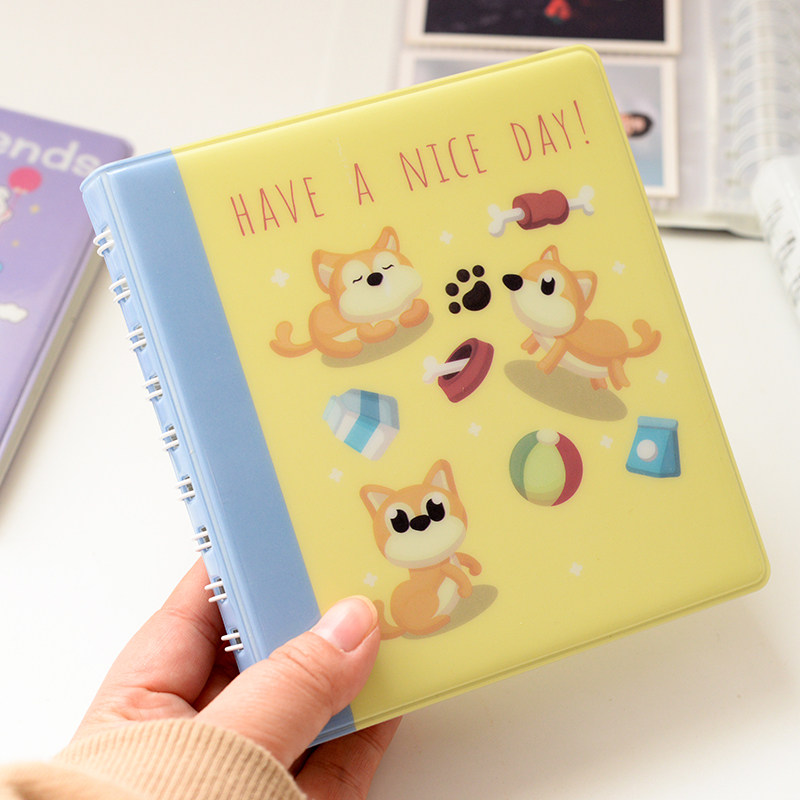 包邮拍立得3寸相纸照片68入插页式相册卡通动物拼色线圈相册