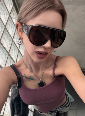 霸气个性黑超欧风复古老钱风大框墨镜连体蛤蟆镜圆脸显瘦太阳眼镜