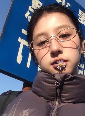 迷你个性简约小窄框椭圆银丝近视眼镜架素颜平光镜配度数男女败类