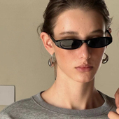 水滴式 个性 小窄长椭圆形扁框猫眼墨镜女潮街拍欧美肯豆感太阳眼镜