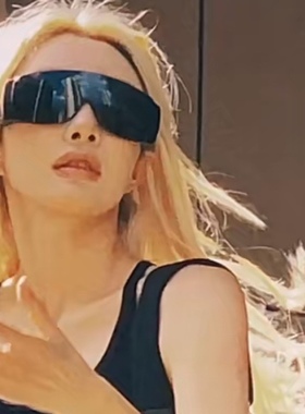 骑行酷辣霸气黑色全包围太阳眼镜网红拍照装饰一体式墨镜防风尘男