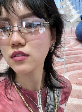 被拿下了无边水银色墨镜高级感星星水钻辣妹Y2K凹造型ins太阳眼镜