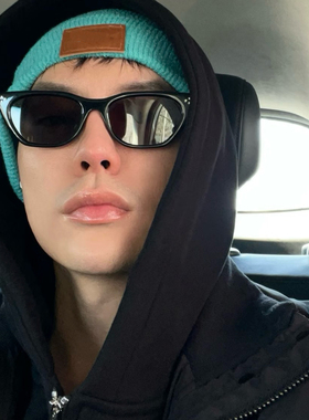 男神光环小猫眼黑色神气墨镜高级感防紫外线拍照出街近视太阳眼镜