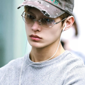 痞帅cortis赵雨凡同款 椭圆小脸无框眼镜复古y2k水银色凹造型墨镜