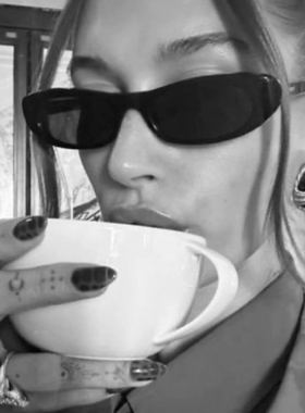 高级度假潮搭椭圆小框黑色墨镜女窄框防晒小红书太阳眼镜防紫外线