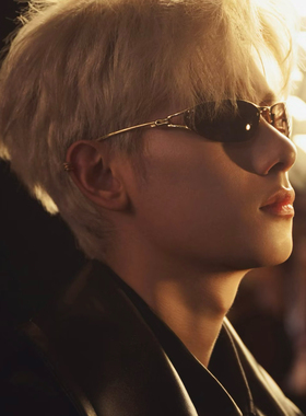 2026男神y2k复古先锋半框弧形金框茶色太阳镜防紫外线冷光镜墨镜