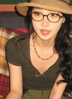 纯欲减龄小脸椭圆书呆子平光眼镜玳瑁色文艺气息复古近视度数框架