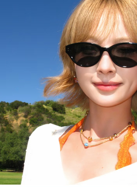 度假出游黑色百搭墨镜2026高级感ins复古猫眼方圆脸防晒太阳眼镜