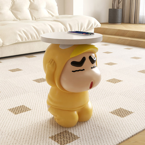 客厅蜡笔小新边几置物架现代极简沙发旁的摆件落地轻奢高级感收纳