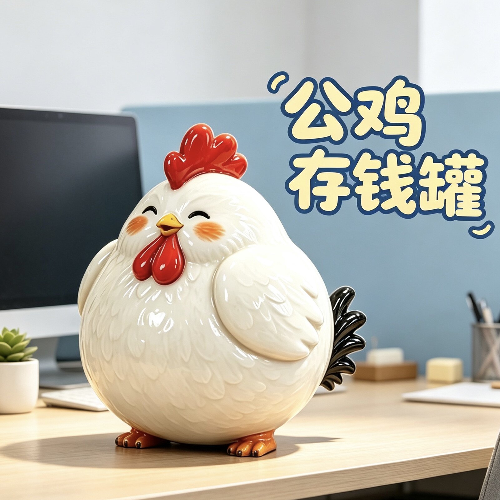 床头柜存钱罐硬币纸币储蓄罐高级感招财公鸡大吉大利成人搬家礼物