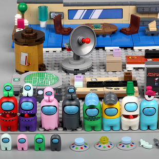 太空狼人杀内鬼平民鬼魂人仔盲盒场景拼装积木益智力男孩玩具礼物