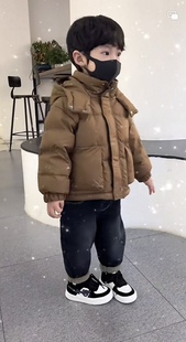 2022新款纯色儿童羽绒棉服短款加厚男童女童中小童宝宝洋气冬外套