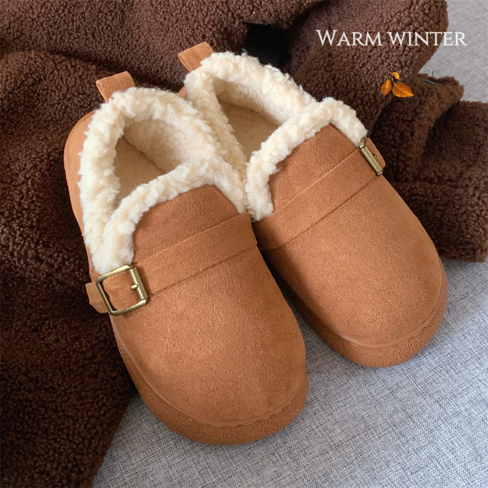 啄木鸟细细条 加绒勃肯鞋女秋冬韩版复古休闲外穿保暖乐福鞋平底