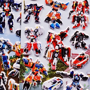 咖宝车神之重装归来儿童贴纸男孩奖励玩具粘贴画重工战队立体贴画