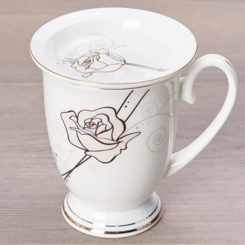 陶瓷杯子情侣早餐杯咖啡杯骨瓷牛奶水杯马克杯带盖喝水花茶杯 - 封面