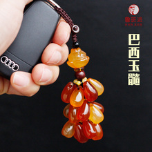 精品玉石汽车钥匙扣挂件坠葫芦玛瑙女士包包挂饰高档玉髓貔貅平安
