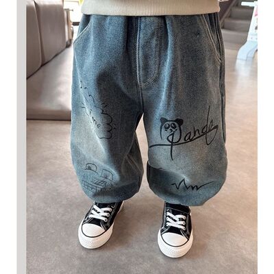 秋冬季中小童束脚保暖一体绒裤子