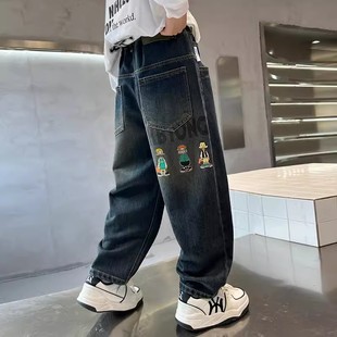 长裤 炸街时髦中大童秋季 2025新款 儿童秋装 子 男童软牛仔裤 裤 春秋款