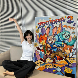 疯狂动物城diy数字油画填充填色手绘丙烯画尼克与朱迪动漫手工画