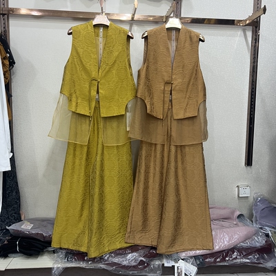 名扬M26XT766专柜正品夏装新两件套裤时尚气质国风新中式V领盘扣