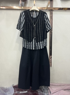 金点唯依26A-636专柜正品夏季新时尚假两件衬衣+直筒裤休闲套裤女