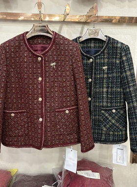 商场同款26A-07春秋新款时尚百搭圆领小香风短外套女复古妈妈上衣