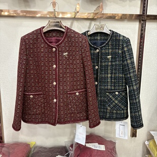 时尚 07春秋新款 百搭圆领小香风短外套女复古妈妈上衣 26A 商场同款