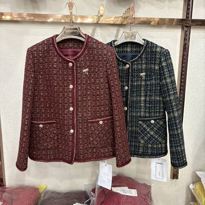 商场同款26A-07春秋新款时尚百搭圆领小香风短外套女复古妈妈上衣