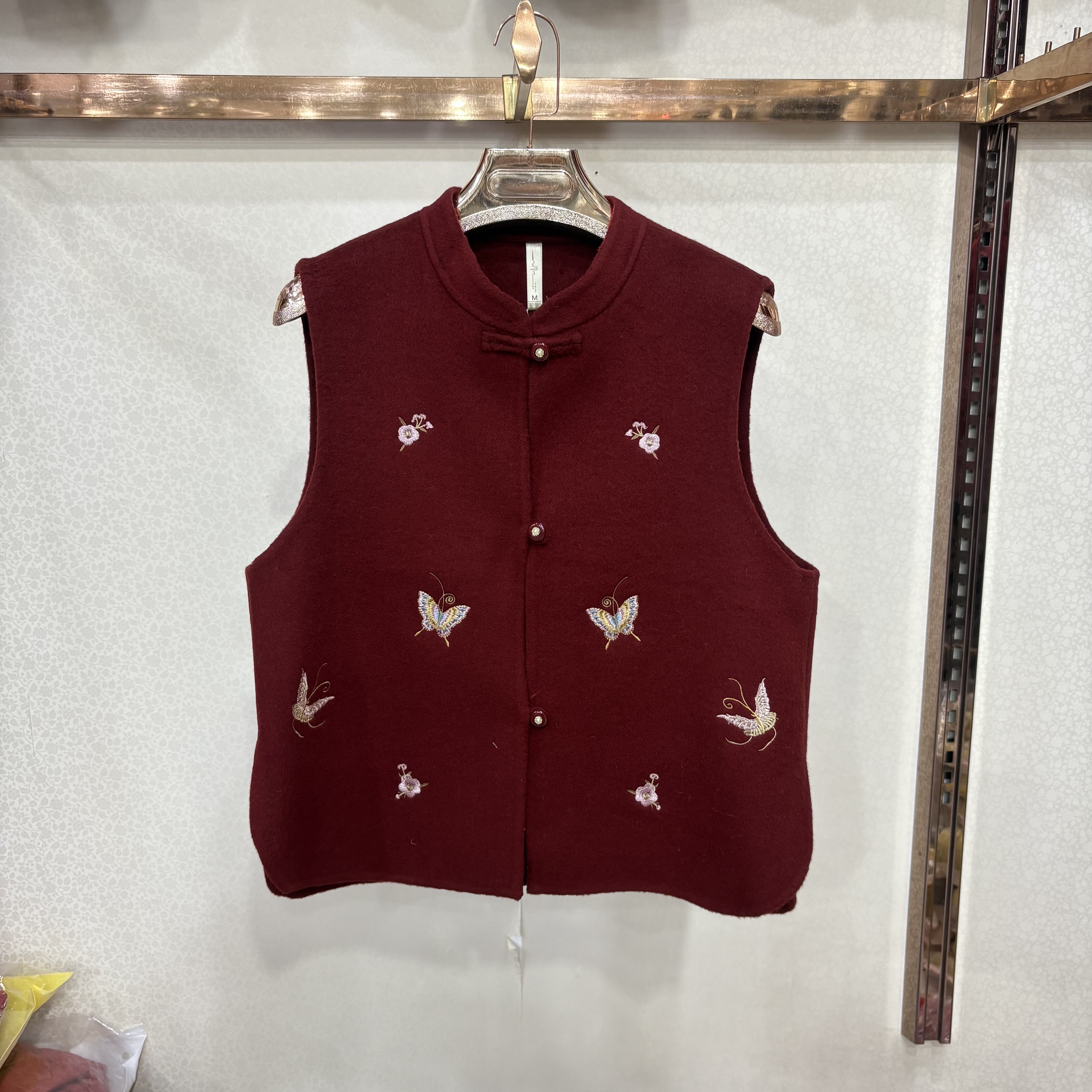 雨格A810专柜正品新中式贵气红色双面羊毛呢刺绣立领马甲女年货款,女装/女士精品,马夹,淘宝优惠券,粉丝福利购,淘宝优惠卷