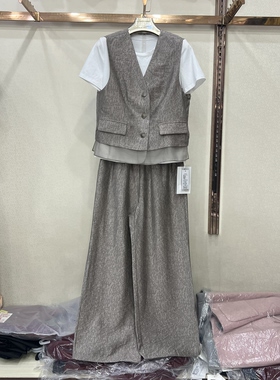 名扬M26XT768专柜正品夏季新时尚马甲+T恤+直筒裤三件套休闲套装