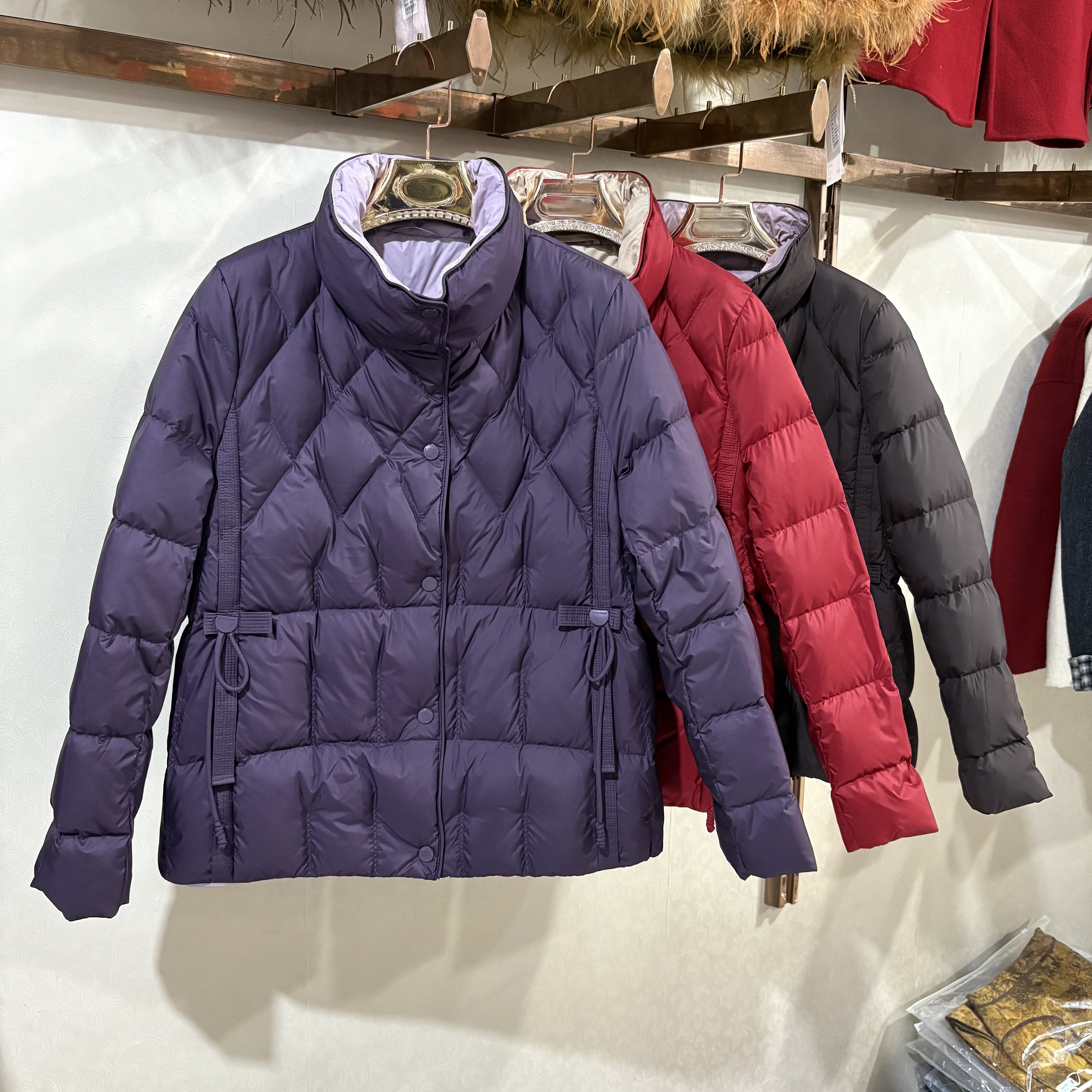 莎迪58850专柜正品立领羽绒服女短款2025冬季新款显瘦白鸭绒外套