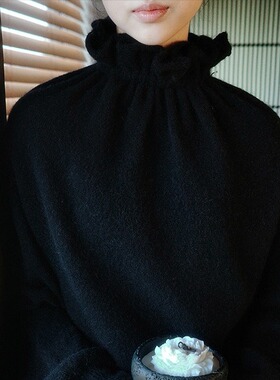 优雅淑女风 精致木耳边藏肉显瘦毛衣女冬季新款百搭休闲毛针织衫