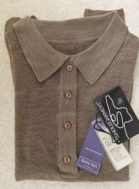 【温流线POLO】100%美丽诺羊毛老钱风无缝一体扬子纱人字纹Polo衫