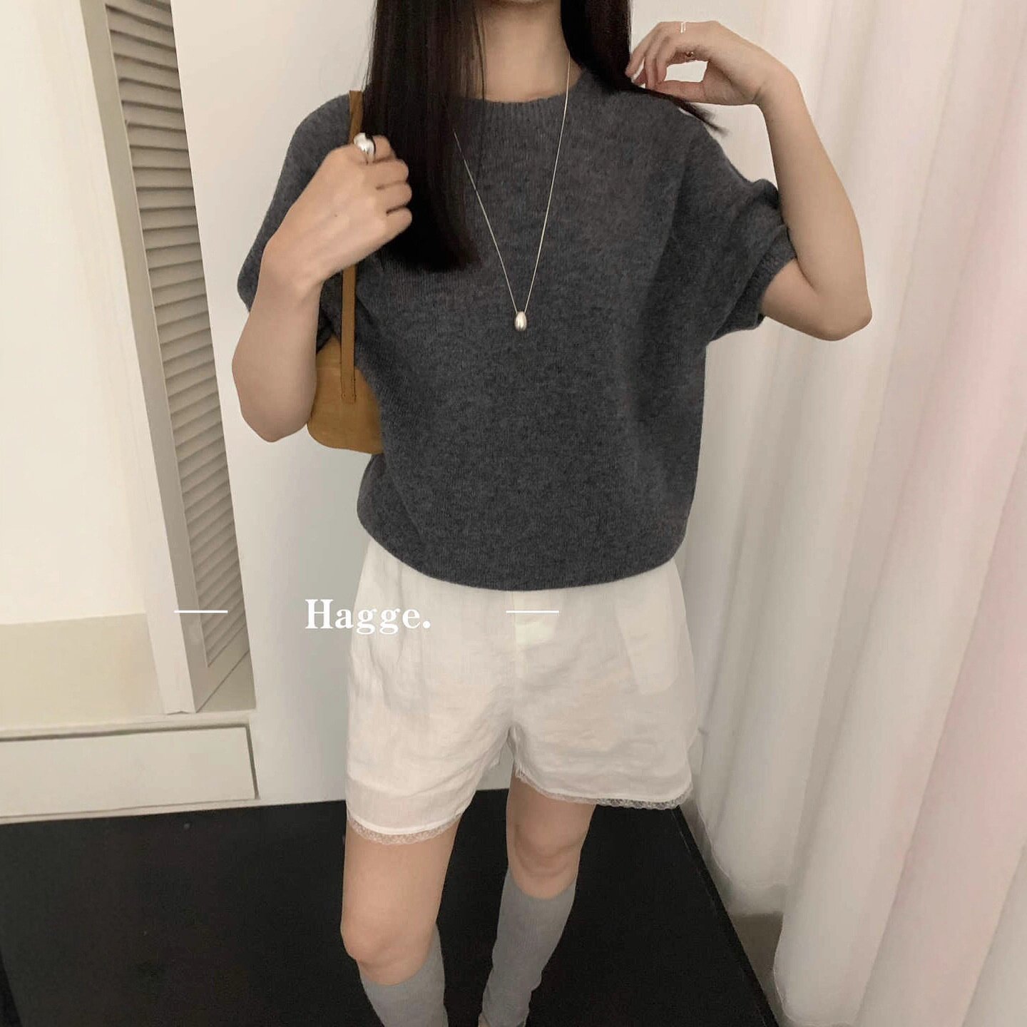 春秋100%纯羊毛短袖女五分袖圆领套头羊毛针织打底衫半袖毛衣女潮