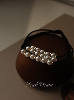 FEICH春夏新品复古仿珍珠三股发圈 马尾弹力皮筋头绳不伤发饰品女