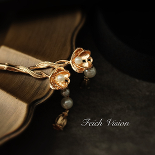 秋风兰蕙化为茅~国风兰花簪子珍珠吊坠流苏发簪新中式盘发饰品女