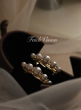 FEICH新品高货仿珍珠弹簧夹个性侧边夹子复古甜美发夹韩版发饰品