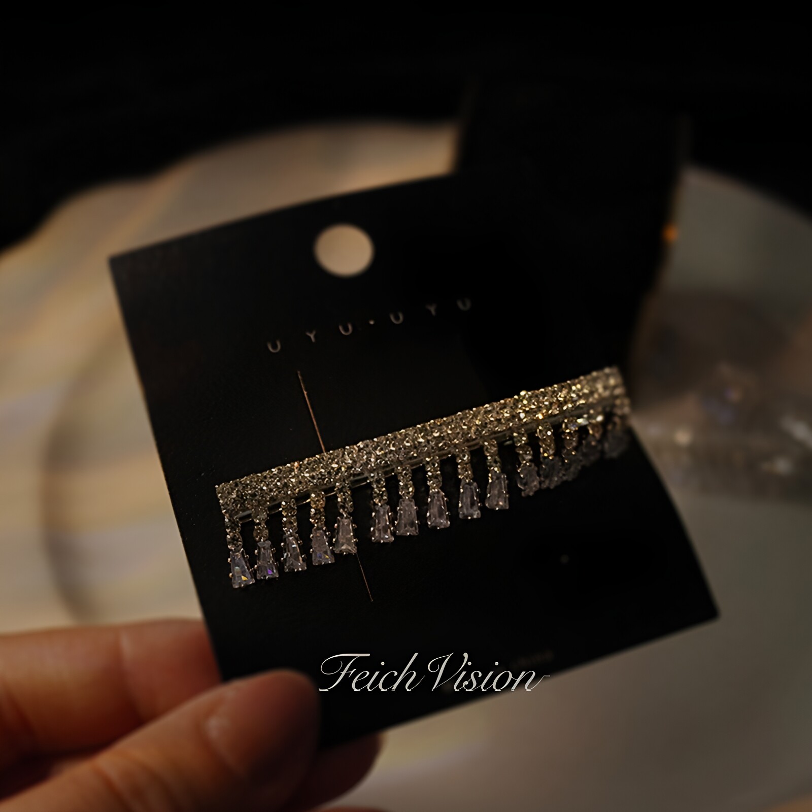Party Queen时髦精超闪水晶吊坠鸭夹 FEICH水钻侧边夹子边夹发饰