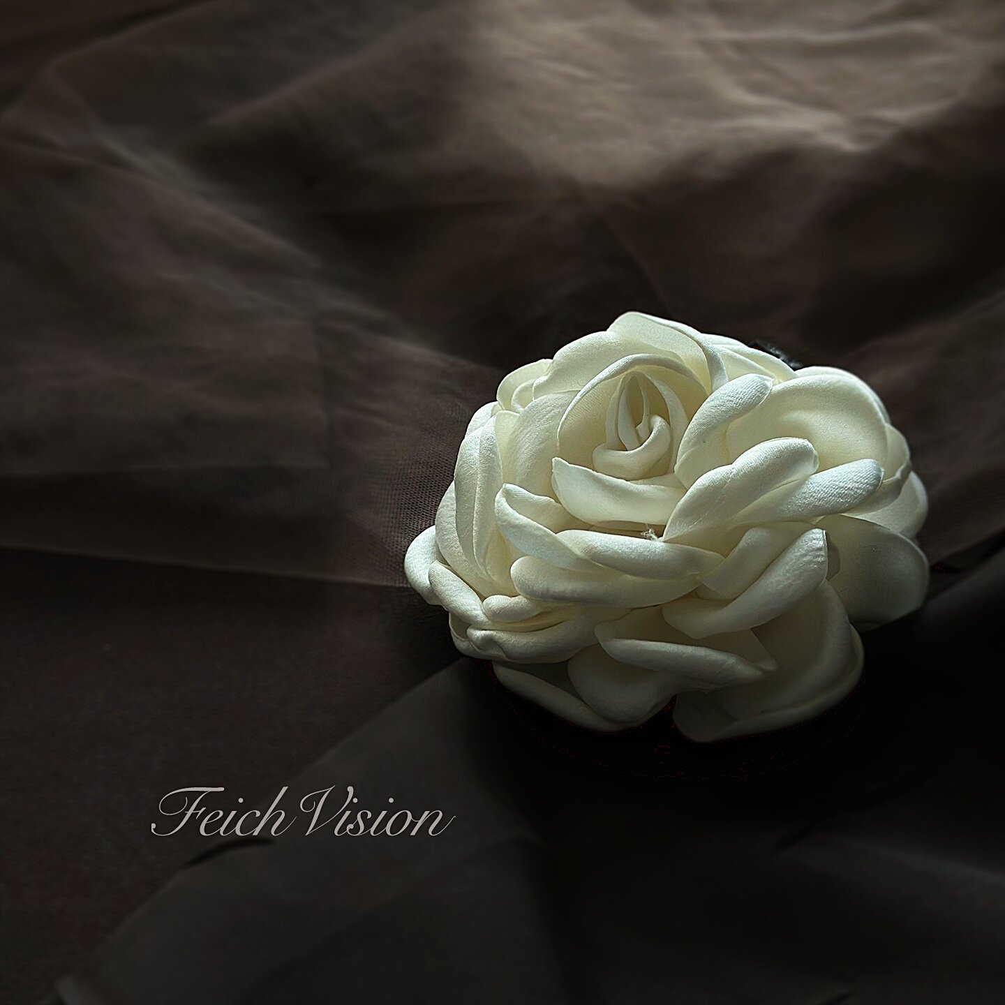 [First Love]月落白氛围感花朵皮筋独家定制高档布艺烤边皮筋