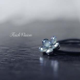 FEICH稀有冷蓝色水晶发圈闪亮多层马尾皮筋绑头发绳ins小清新发饰