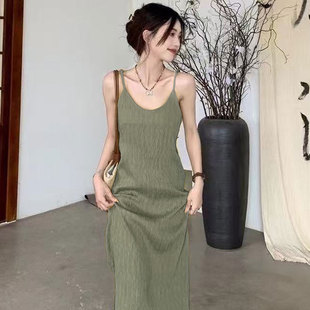 宽松气质新款 吊带性感连衣裙修身 裙子长款 风格 吊带裙 显瘦法式 夏季