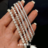 TUZI爆闪培育钻石网球手链925纯银K金满钻网球链手镯手环时尚 推荐