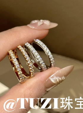 TUZI培育钻石K金满钻耳环S925纯银时尚大圆耳圈耳饰明星同款推荐